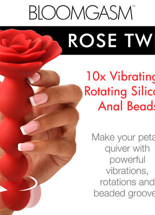 10x Rose Twirl Vibrating And Rotating Silicone Anal Beads