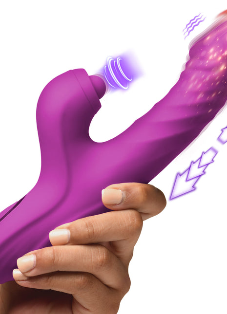 Bumping Bunny Thrusting & Pulsing Silicone Rabbit Vibrator