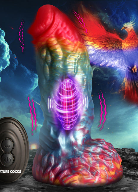Rainbow Phoenix Vibrating Silicone Dildo With Remote