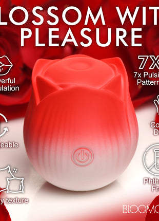 Pulsing Petals Throbbing Rose Clit Stimulator - Red
