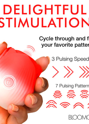 Pulsing Petals Throbbing Rose Clit Stimulator - Red