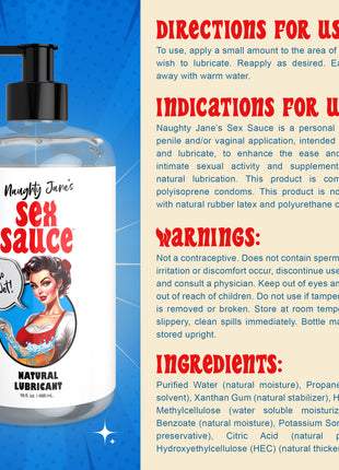 Naughty Jane's Sex Sauce Natural Lubricant - 16oz