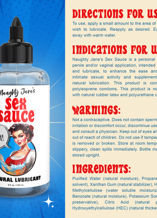 Naughty Jane's Sex Sauce Natural Lubricant - 8oz
