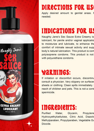 Naughty Jane's Sex Sauce Extra Creamy Lubricant - 16oz