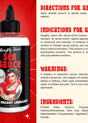 Naughty Jane's Sex Sauce Extra Creamy Lubricant - 8oz