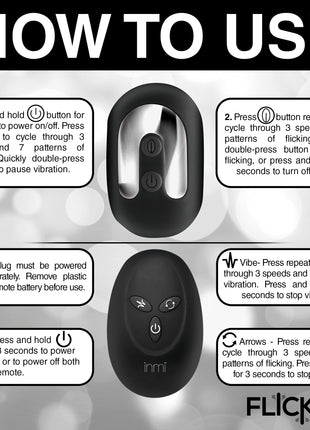 Bum Flick Vibrating And Flicking Silicone Butt Plug With Remote