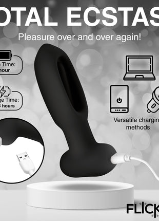 Bum Flick Vibrating And Flicking Silicone Butt Plug With Remote