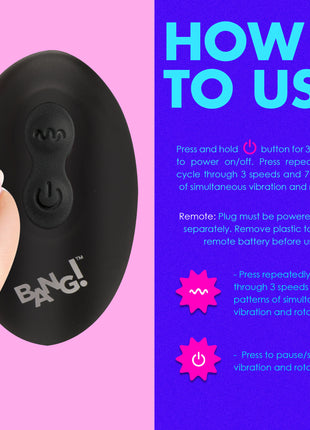 Rotating And Vibrating Silicone Butt Plug - Black