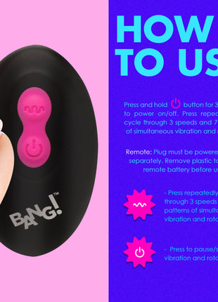 Rotating And Vibrating Silicone Butt Plug - Pink