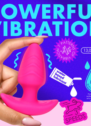 Rotating And Vibrating Silicone Butt Plug - Pink