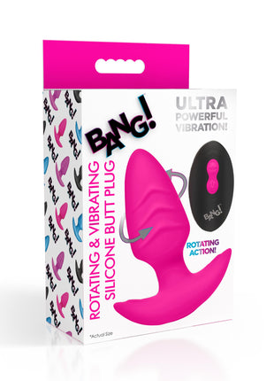 Rotating And Vibrating Silicone Butt Plug - Pink