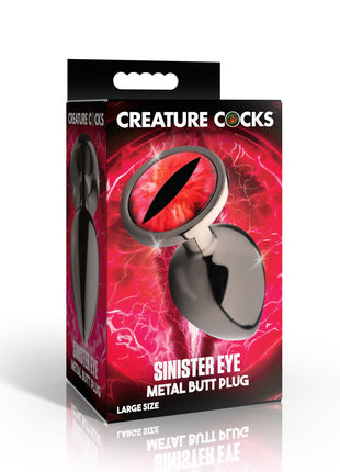 Sinister Eye Red Eye Metal Butt Plug - Large