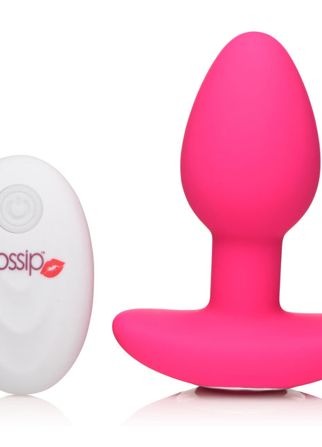 10x Pop Rocker Vibrating Silicone Plug With Remote - Magenta