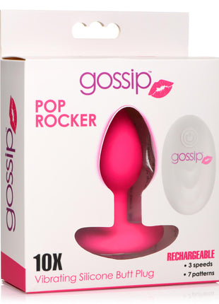 10x Pop Rocker Vibrating Silicone Plug With Remote - Magenta