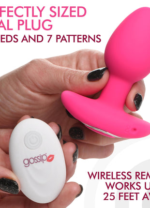 10x Pop Rocker Vibrating Silicone Plug With Remote - Magenta