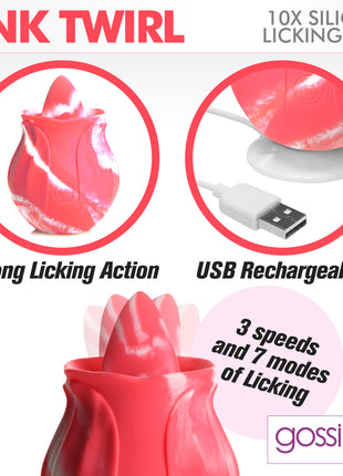 10x Pink Twirl Silicone Licking Rose