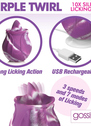 10x Purple Twirl Silicone Licking Rose