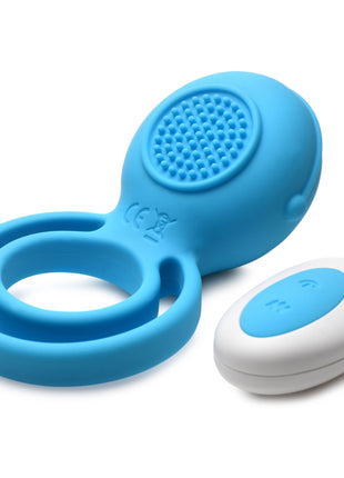 Love Loops 10x Silicone Cock Ring With Remote - Blue