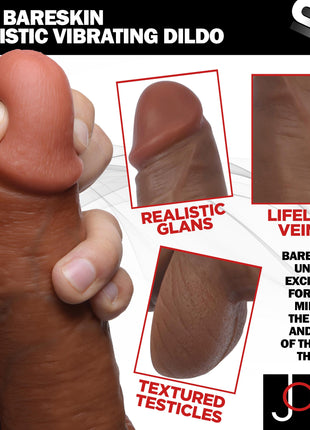Jock Dark Bareskin Vibrating Dildo With Balls - 7 Inch
