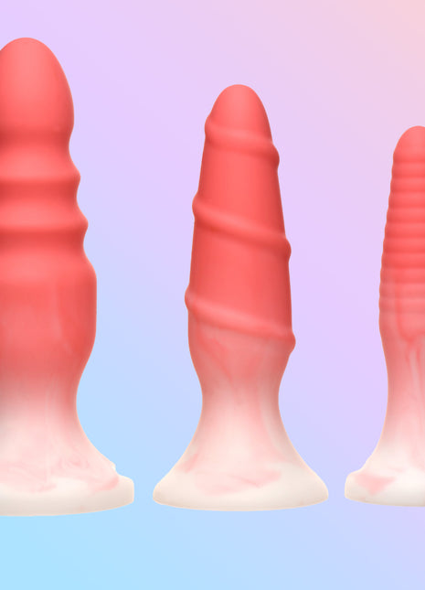 3 Piece Silicone Butt Plug Set - Pink