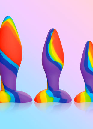 3 Piece Rainbow  Silicone Butt Plug Set