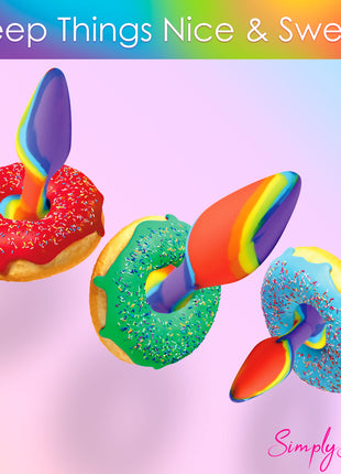 3 Piece Rainbow  Silicone Butt Plug Set