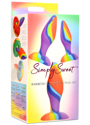 3 Piece Rainbow  Silicone Butt Plug Set