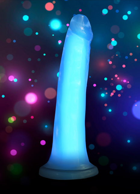 7 Inch Glow-in-the-dark Silicone Dildo - Blue