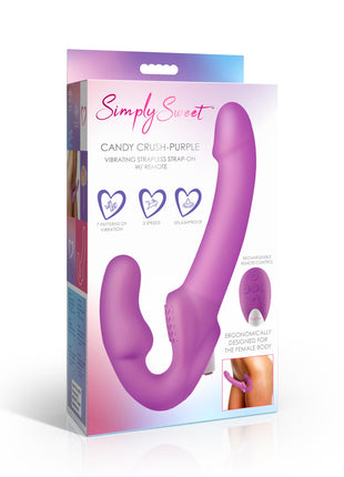 Candy Crush - Purple Vibrating Strapless Strap-on W/ Remote