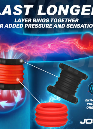 2-in-1 Silicone Cock Ring - Red