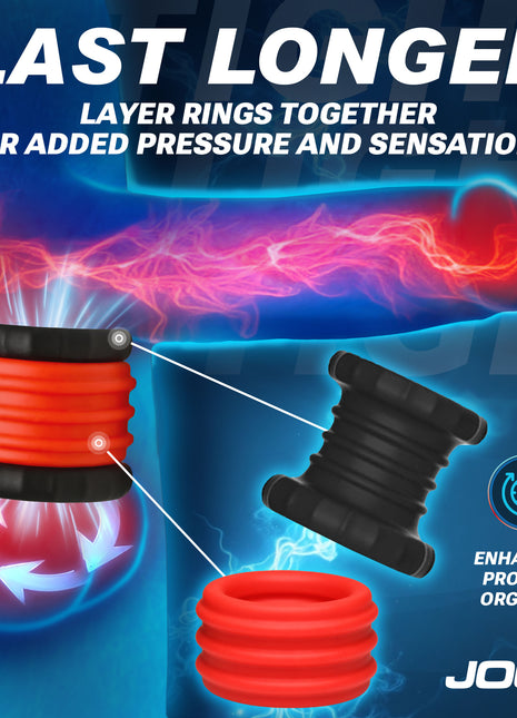 2-in-1 Silicone Cock Ring - Red