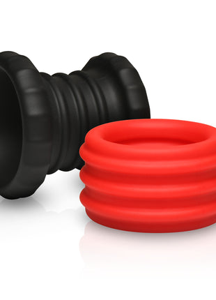 2-in-1 Silicone Cock Ring - Red