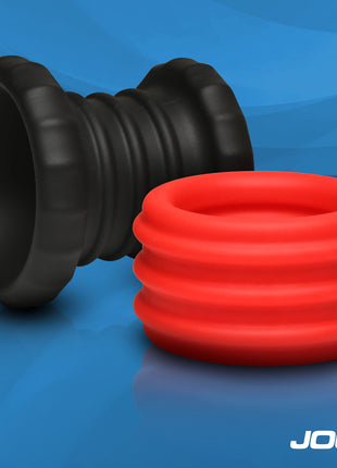2-in-1 Silicone Cock Ring - Red