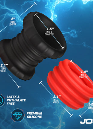 2-in-1 Silicone Cock Ring - Red