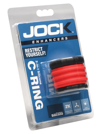 2-in-1 Silicone Cock Ring - Red