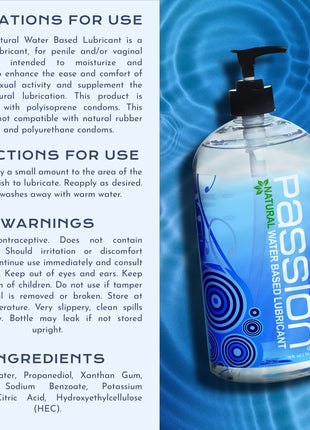 Passion Natural Water-based Lubricant - 16 Oz