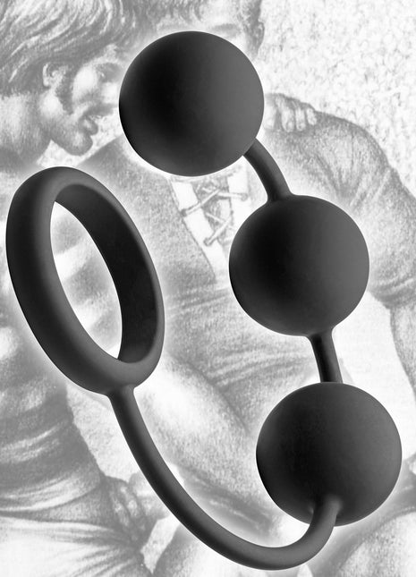 Tom Of Finland Silicone Cock Ring With 3 Weighted Balls