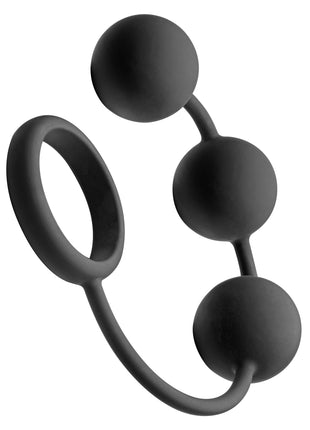 Tom Of Finland Silicone Cock Ring With 3 Weighted Balls